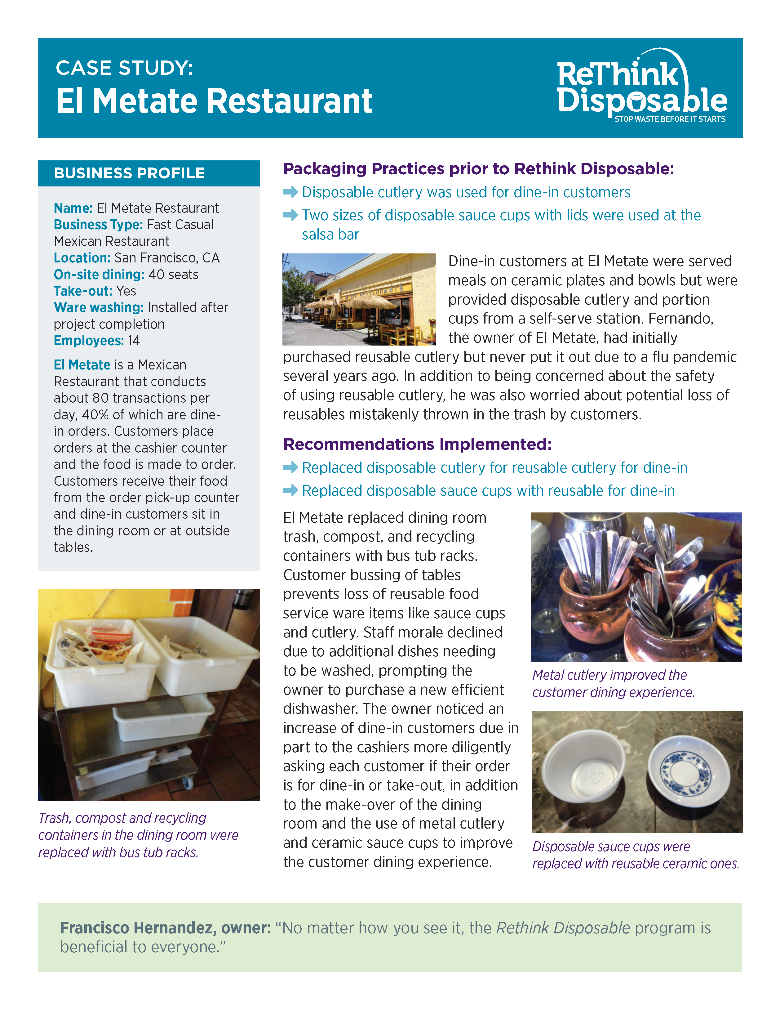 ReThink Disposable Case Study El Metate Restaurant | Page 1