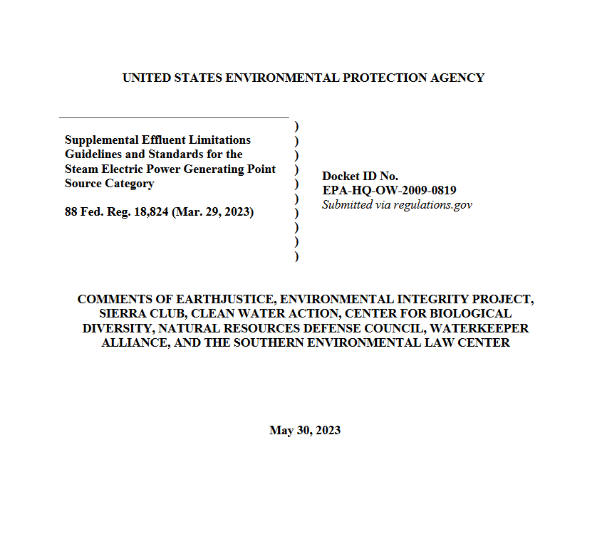 Comments on 2023 Steam Electric ELG supplemental rule