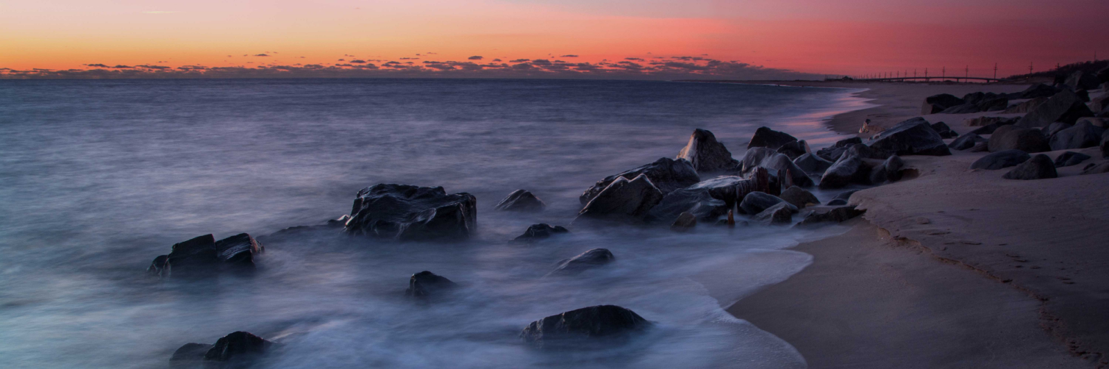 Sandy Hook NJ Atlantic Ocean Beach at Sunset. Via National Park Service.