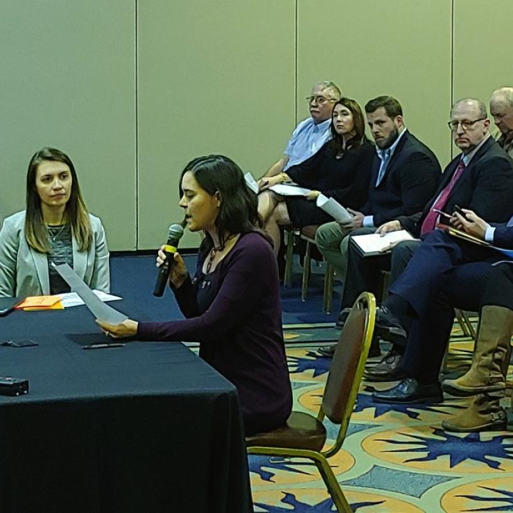 Jennifer Peters testfying at the EPA hearing on the Dirty Water Rule in Kansas City