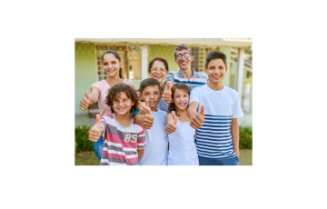 Image of CT's home energy action campaign : a group of people with their thumb up in front of a home