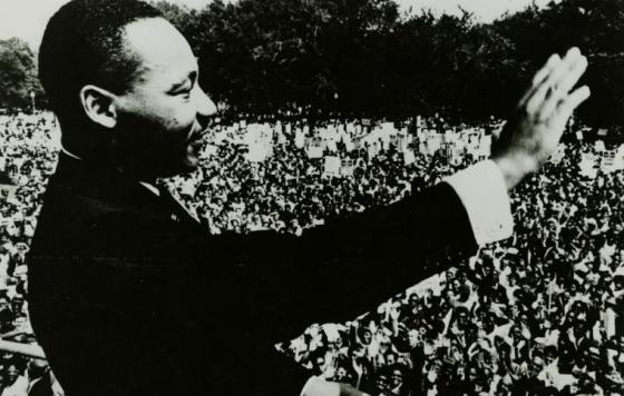 Martin Luther King greeting crowd in Washington DC. 