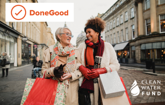 Image of two women shopping with a done good logo