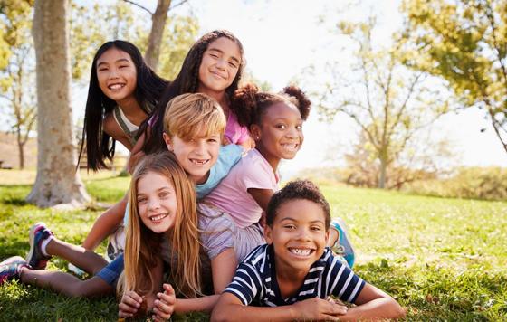 Kids in a playground, diverse, park, canva image