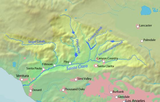 map of the Santa Clara river