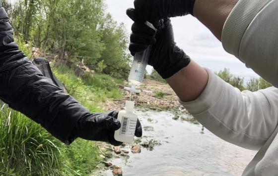 Sampling water for chemical testing